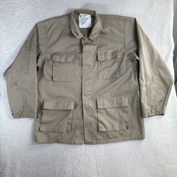 Military Coat Shirt Mens XL Beige Hot Weather Long Sleeve by Sturm Mfg READ - Picture 1 of 16